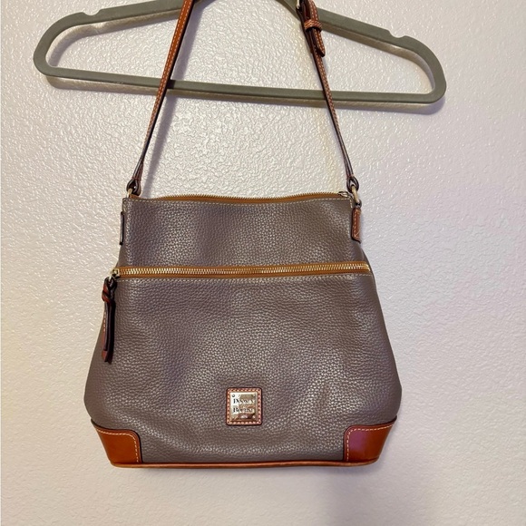 Dooney & Bourke Gray and Brown Leather Shoulder Bag - Picture 1 of 8